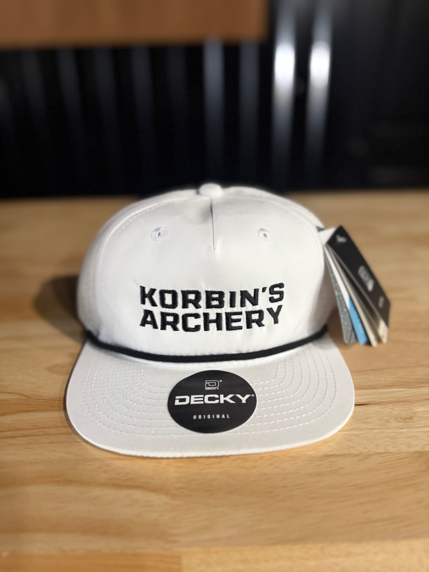 Korbin's White Rope Hat-BLOCK Logo
