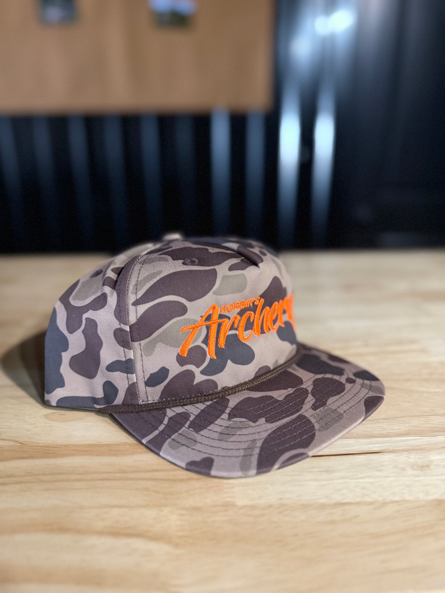 Korbin's Archery Duck Camo Rope Hat-Orange Logo
